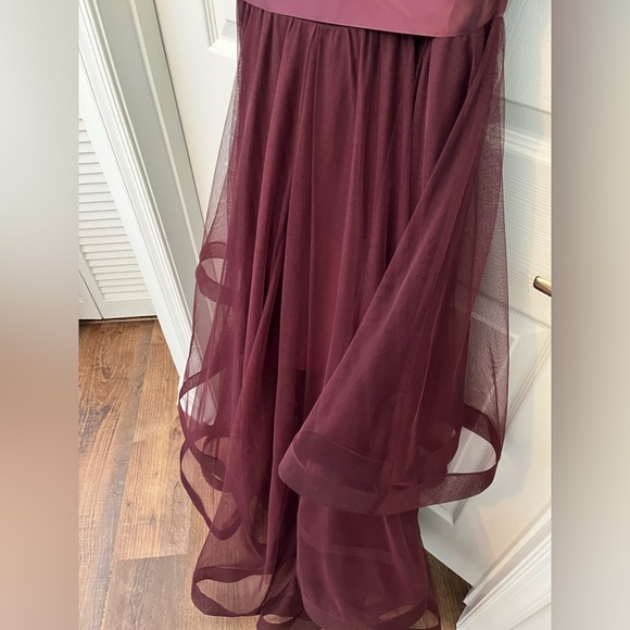 🌅FORMAL PROM DRESS Burgundy/Gold Lace Beaded Tulle-Gem Embroidered Dress•Size 7 - Picture 8 of 11